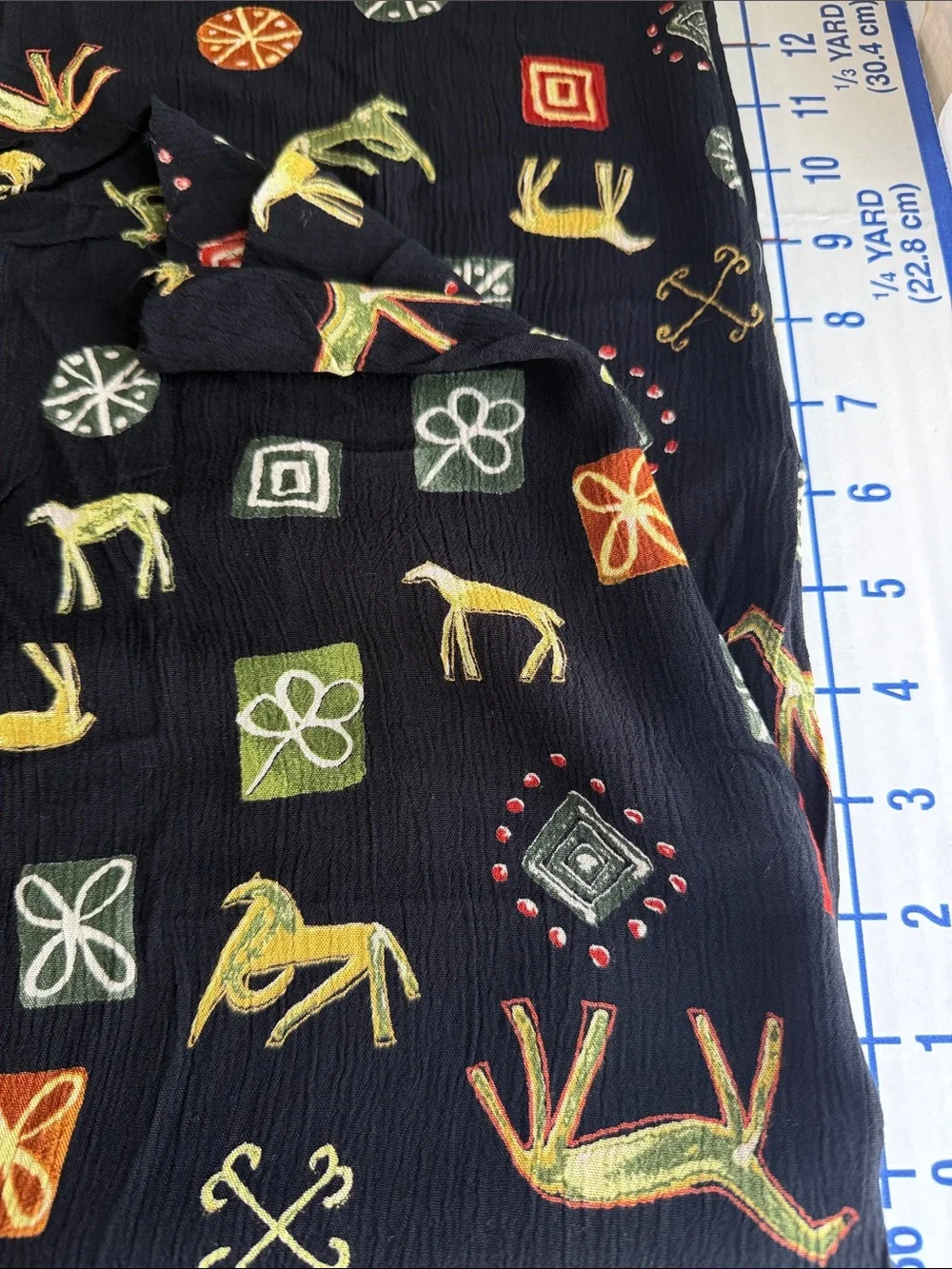 Modernist Horse Novelty Print Crepe Fabric 2+ Yards x 48”